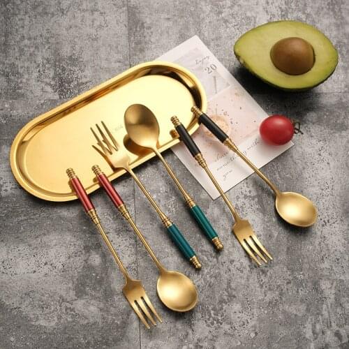 Teaspoon Tea Spoon Stirring Spoon 304 Stainless Steel European Coffee Spoon Retro Small Spoon Ice Cream Golden Dessert Kitchen