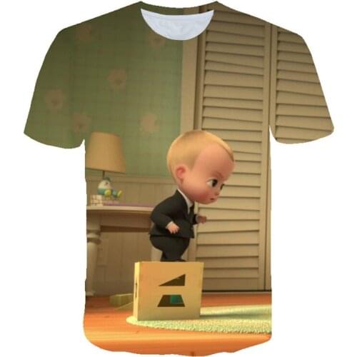 Childrens T-Shirts 2021 Summer New Casual Loose Short Sleeve Baby Boss Cartoon Anime Printed Boys Girls Pullover Tops Kids Tee