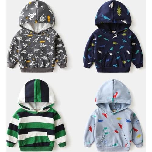 Baby Boys Kids Sweatshirts Autumn Spring Dinosaur Cartoon Cotton Hoodies Tops Children Kids Long Sleeve Casual Fashion Clothes