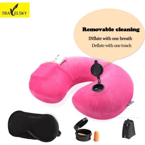 Travelsky U-shaped Inflatable Travel Pillow Airplane Neck Waist Head Protection Home Pillow Travel Accessories free shipping