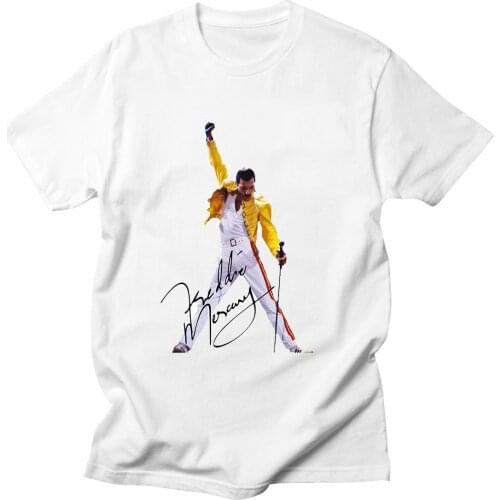 Freddie Mercury T-shirt-White Hip Hop Novelty T Shirts MenS Brand Clothing Top Tee Summer 100% Cotton Man Tshirt Unisex