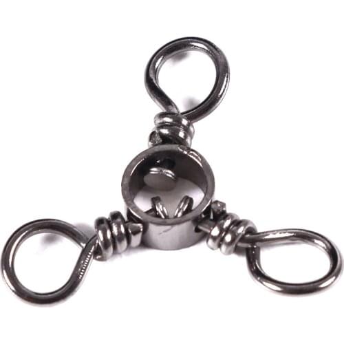 Hengjia 50pcs Stainless Steel 3-Way Swivels Fishing Tackle Cross Line Barrel Swivels Line Connector Saltwater Tackle