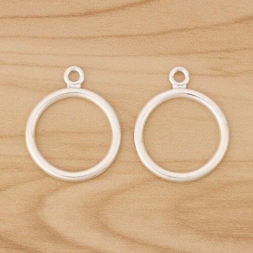 20 Pieces Silver Plated Open Circle Round Charms Pendants for Earrings Necklace Jewellery Making 29x23mm