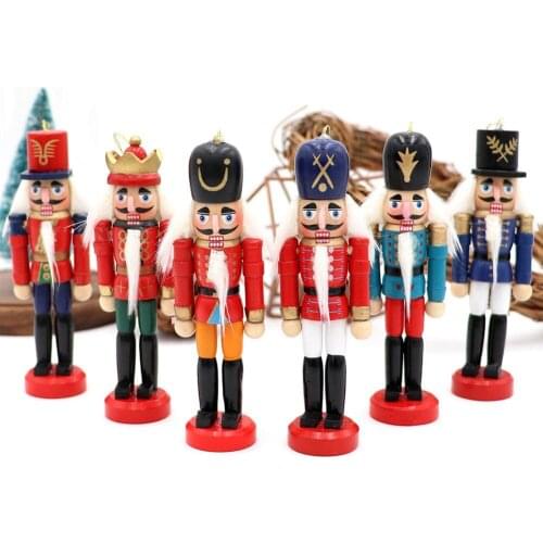6Pcs/set Christmas Doll Soldier Wood Decoration Made Nutcracker Puppet Desktop Pendants Ornaments for Xmas Tree Party New Year