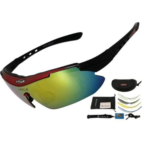 LOCLE 5 Lens Hiking Glasses Tactical Polarized Men Shooting Glasses Airsoft Glasses Myopia for Camping Hiking Cycling Sunglasses