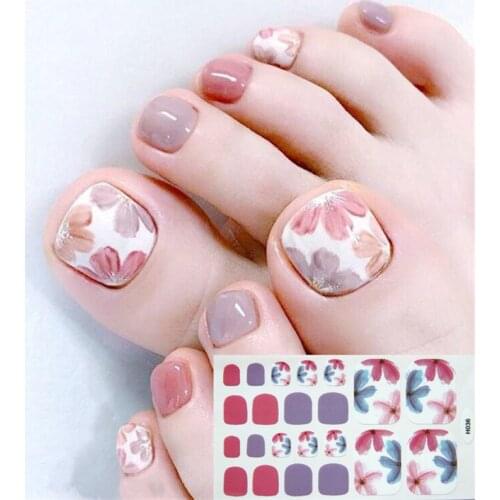 22tips Korea/Japanese Designed Toenail Sticker Full Cover Waterproof Nail Sticker Wraps Toe Nail DIY Nail Art unas Nail Sticker