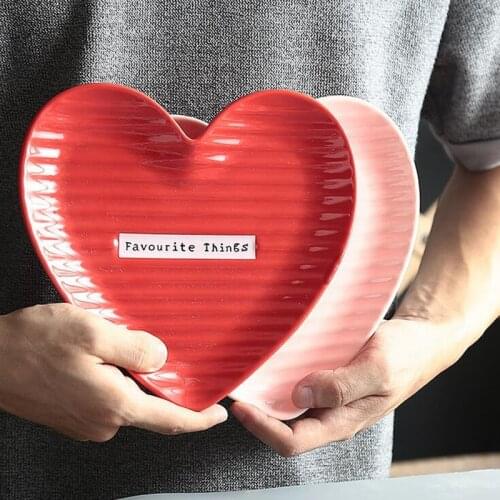 Nordic Creative Heart-shaped Plate Snack Ice Cream Plates Breakfast Cake Snack Dishes Jewelry Storage Tray Ceramic Tableware