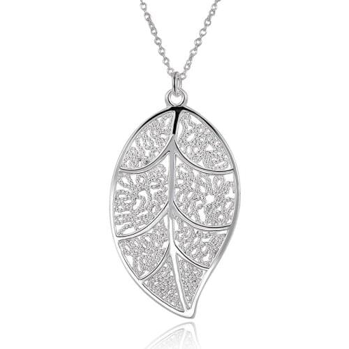 New leaf plant necklace silver jewelry 925 silver sliding pendant necklace ladies holiday gift