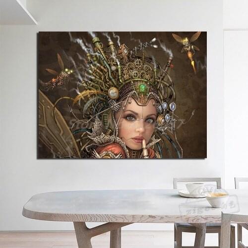 Steampunk Angels Sexy Girl Canvas Prints Picture Modular Paintings For Living Room Poster On The Wall Home Decor