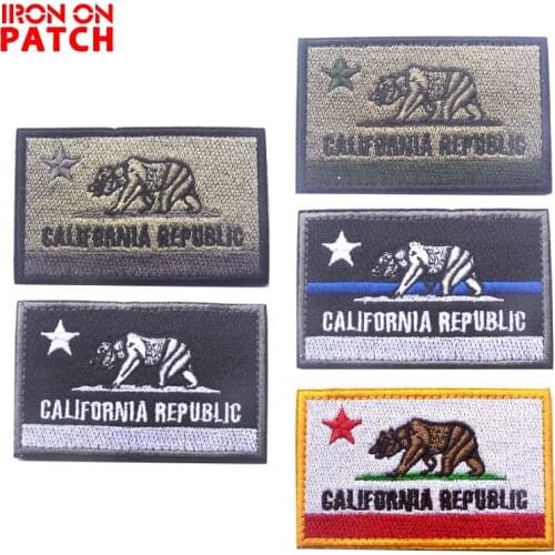 Embroidery Patch USA California State Flag Tactical Patch Stickers Hook & Loop United States Flag Patch For For Jacket Backpack