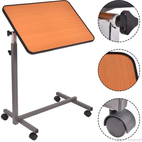 Overbed Rolling Table Over Bed Laptop Food Tray Hospital Desk with Tilting Top