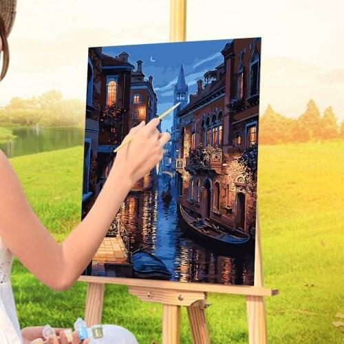 Scenery Street Landscape Painting By Numbers Kit Acrylic Paints 40*50 Canvas Pictures Handmade Children Handicraft Drawing