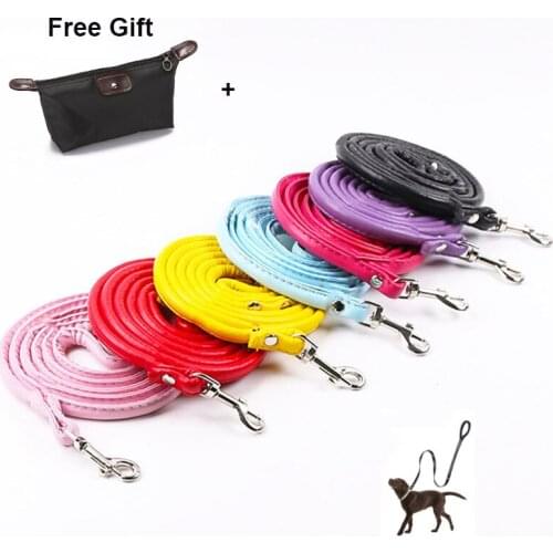 Pet Dog Leash Rope PU Adjustable Training Lead Pet Leash Small Medium Small Dog Strap Rope Traction Leash With Color Bag