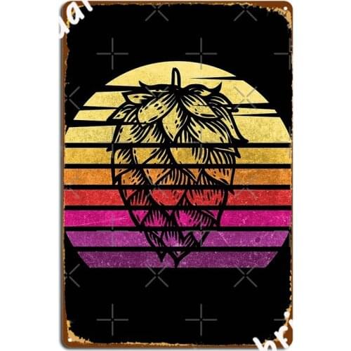 Retro Sunset Beer Hops Poster Metal Plaque Club Mural Painting Cinema Vintage Tin Sign Poster