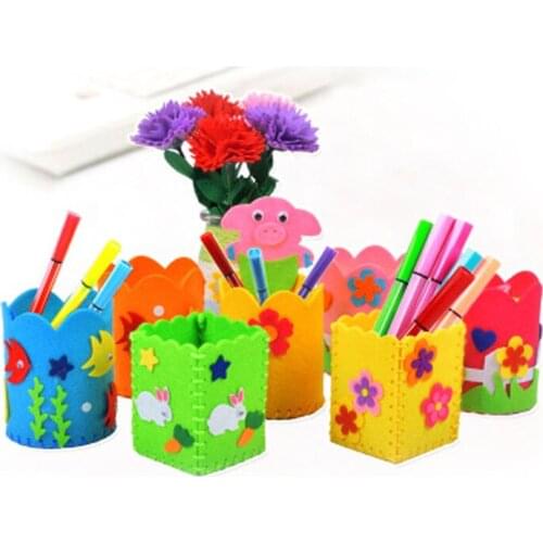 DIY Craft Kit Pen Container Children Early Childhood Educational Toy Kids Handmade Pencil Holder Cute Baby Toys