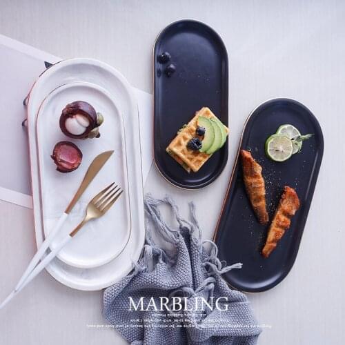 Nordic Instagram Style Marbling Snack Plate Dessert Storage Jewelry Ornament Cake Dinner Dumpling Ceramic Food Plate
