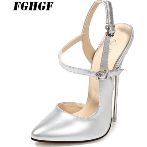 16CM super high heel fine steel heel shoes sexy sexy bed net red high heels female big code nightclub style Catwalk Model