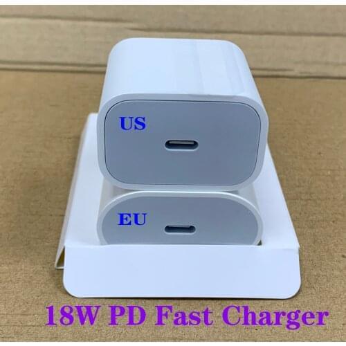 50pcs/lot 18W 20W PD Charger Fast Charging Original EU US Plug For Phone 11 pro max With Retail Packaging