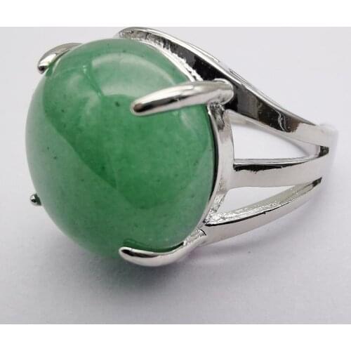 Green Aventurine Round Bead GEM Finger Ring Jewelry Size 8-9 X228