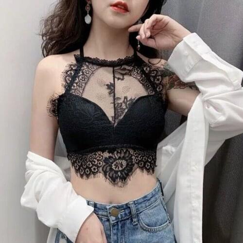 Newly 2021 Net Red Lace Sling Feminine Outer Wear Emperament Sweet Strapless Tight-Fitting Thin Back