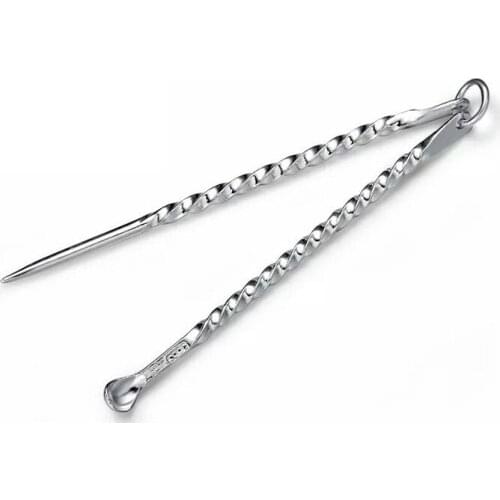 Pure Silver Toothpick Ear-picking Spoon Suit Convenient Hand-held 99-foot Silver Toothpick Adult Ear-picking Mini-silver