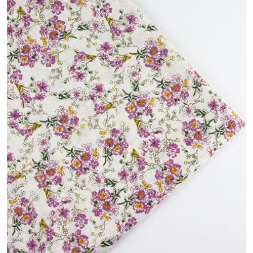 0.5 meter width 156cm Purple vintage country floral Print Plain100% Cotton Fabric for Home Textile Patchwork Quilted Fabrics