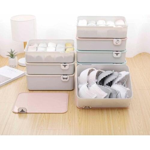 1Pcs PP Underwear Storage Box With Identification Bra Socks Underpants Compartment Case Closet Underwear Organizer