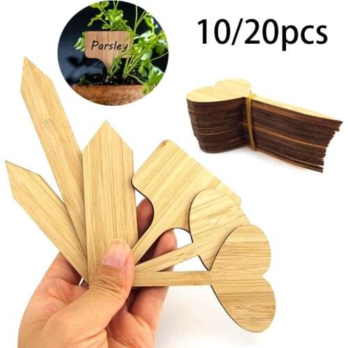 10/20pcs Bamboo garden flower Plant Labels SignTags stand Markers Vegetable t type for Nursery Pots Garden Seedling Mark Tools