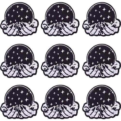 10Pcs/Lot Punk Patch Iron On Patches For Clothes Terror Embroidered Patches For Clothes Black And White Patch Sew On Clothing