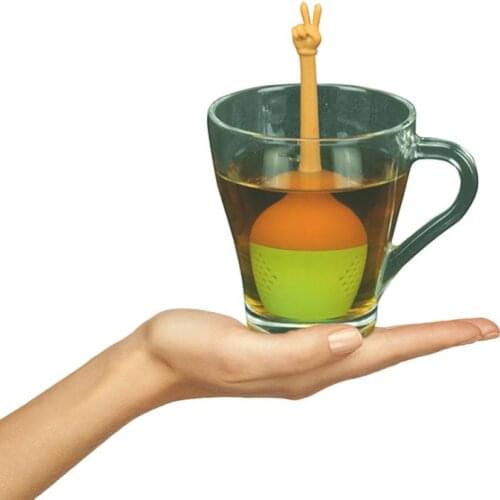 2021 1PC Funny Hand Gestures Tea Infuser Black Tea Strainer Silicone Loose Leaf Herbal Spice Holder Tea Brewing Tools Hot Sales