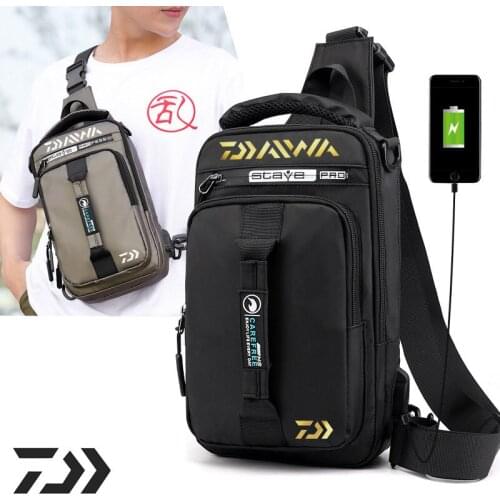 2022 DAIWA Men Single Shoulder Fishing Bags Waterproof Leisure Multi Function Backpacks Fishing Gear Kit Sport Hiking Backpack