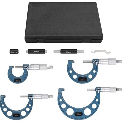 4pcs Outside Micrometer Set Machinist Tool 0-4" 0-100mm 4 Precision 0.01mm Accuracy Carbide Micrometer Set
