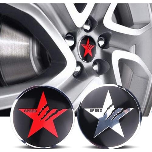 4PCS Pentagram SPEED Champions Car Steering tire Wheel Center car sticker Hub Cap Emblem Badge For Jaguar Hubcap Audi BMW Nissan