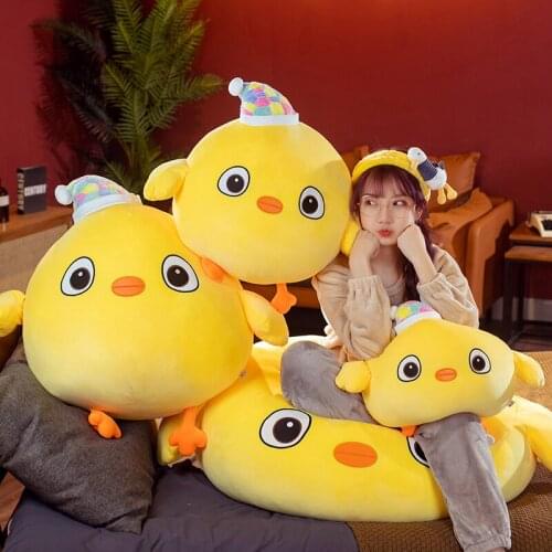 45cm Cute Yellow Chicken Plush Toys Stuffed Animal Soft Plushie Chicken Sleeping Pillow Cushion Kids Toys Girls Gift Home Decor