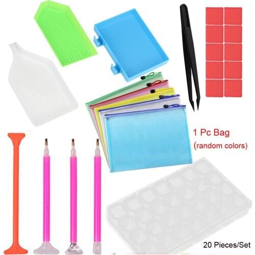 5D Diamond Painting Tools Accessories Embroidery Box Adults Kids Cross Stitch Label Sticker Diamond Pen Trays Tweezers Roller