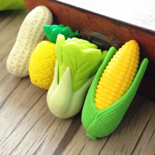 72pcs/lot Fresh Vegetable fruit design Nontoxic eraser Kawaii Students' gift prize Children Learning Toys office school supplies