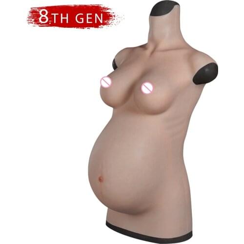 8th Simulation Pregnant Belly Fake Pregnant Crossdresser Cosplay Unisex Prosthesis Props Fake Silicone Breast Forms Drag Que