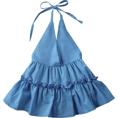 Newborn Toddler Baby Girls clothes backless strap V-neck Ruffle solid Playsuit sleeveless kids cotton Bodysuit one pieces