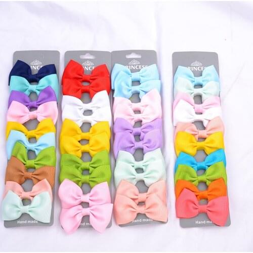 10 PCS/Set Solid Grosgrain Ribbon Hair Bows With Clips Girls Small Bow For Children Kid Headwear DIY Hair Accessories Best Gift