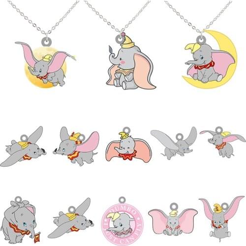 Disney Free Flying Dumbo Long Chain Necklace Cartoon Acrylic Resin Pendant Necklace Children Jewelry Gift For Friends
