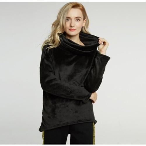 Euramerican Scarf Collar Fashion Hoodies Sweatshirt Women 2020 Winter Flannel Ladies Pullover Tops Hoodies Women Sportswear