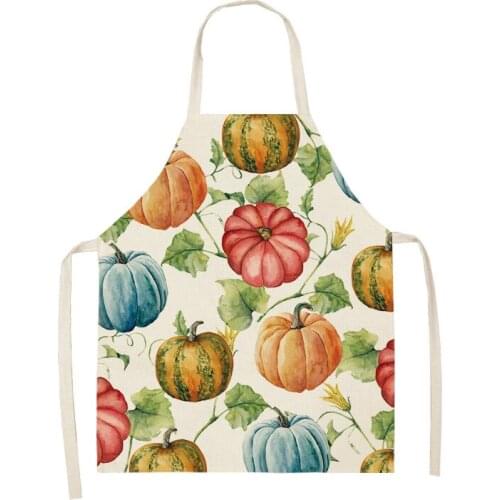 Halloween Orange Pumpkin Pattern Cleaning Art Aprons Home Cooking Kitchen Apron Cook Wear Cotton Linen Adult Apron for Men