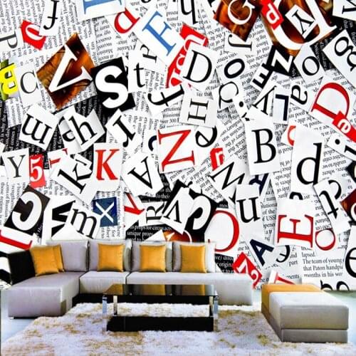 Photo wallpaper 3D stereo English letters mural wallpaper decoration living room bedroom sofa backdrop personality wallpaper