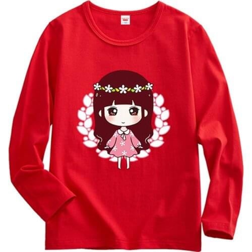 Spring Fall Girls Graphic Tee for Teenage Cotton Long Sleeve Tshirt Princess Cute White Tops Children Bottom Sweatshirts 4 8 12Y