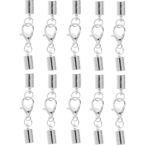 10pcs Kumihimo Cord End Caps with Lobster Clasp for Leather Cord Necklace