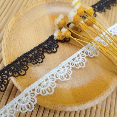 1Yards High Quality Embroidery Lace Fabric White Black Lace Ribbon 1cm Lace Trim Sewing Trimmings Collar encajes dentelle EQ50