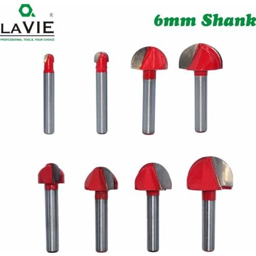 LAVIE 1pc 6mm Shank Ball Nose Router Bit Round Milling Cutter for Wood CNC Radius Core Box Solid Carbide Tools MC06000