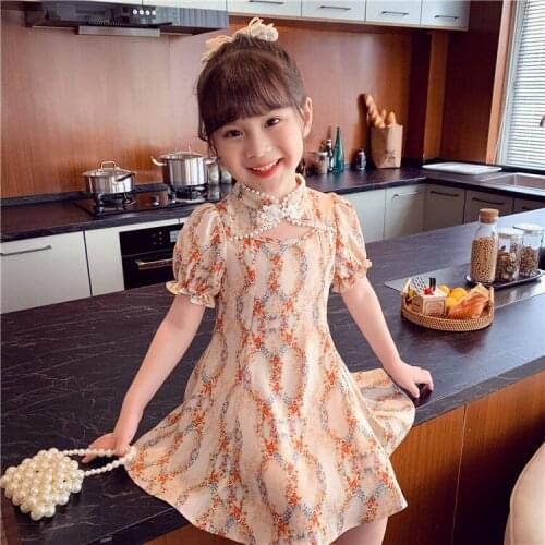 Summer Flower Girl Dresses Kids Cheongsam Wedding Dress Cotton Qipao Dress Chinese Style Teenager Childrens Dresses Costume