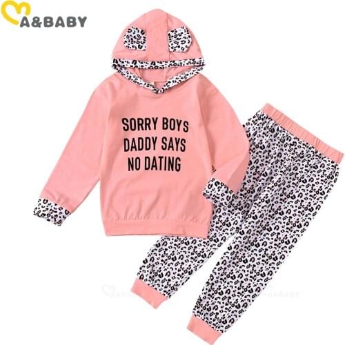 Ma&Baby 6M-5Y Infant Toddler Kid Girls Clothes Set Cute Ear Leopard Camo Hooded Tops + Pants Autumn Outfits Children Costumes