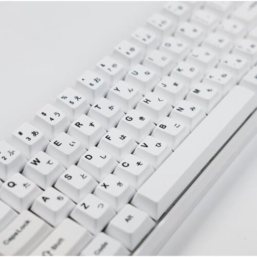 Minimalist White Keycaps Cherry Profile PBT Japanese Anime Mechanical Keyboard Keycap Compatible with MX Switches GK61/64